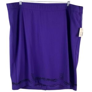 NWT Catherine's Floral Embroidered Stretch Skirt, Purple, Size 3X